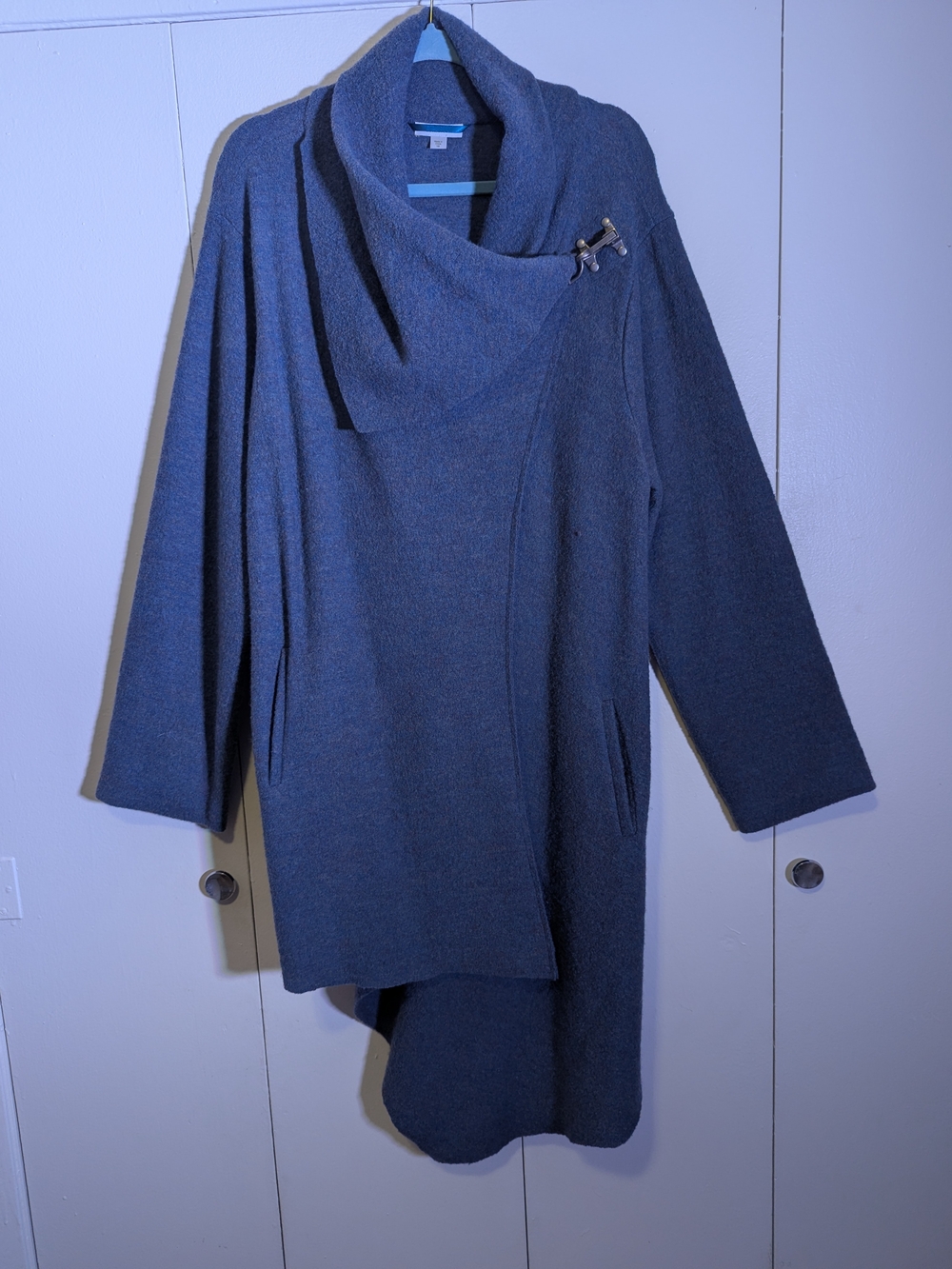 Garnet Hill Navy Asymmetric Wrap Cardigan Sweater